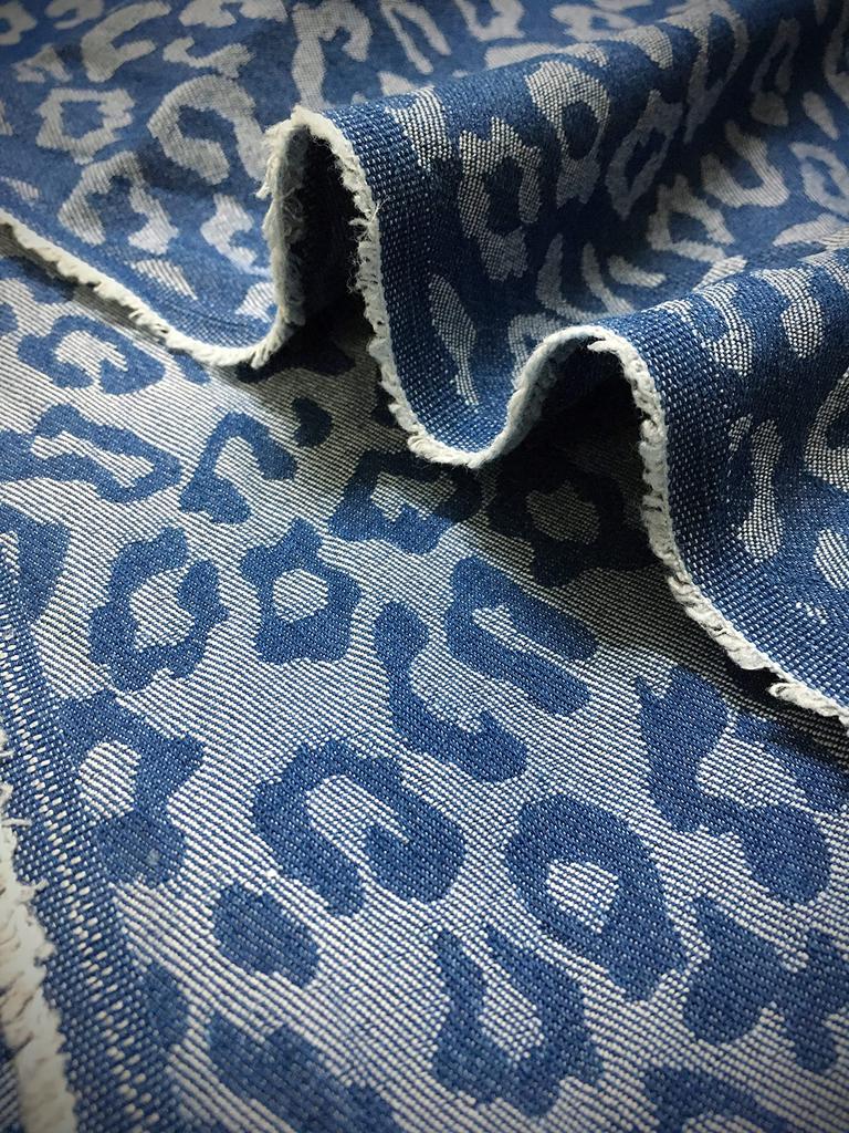 Designed Denim Thin Cloth Cotton for Denim Handmade Fabric, Fabric, Scraps, Denim, Scraps, Fabric, Crafts, Remakes, (Leopard Print, Center)