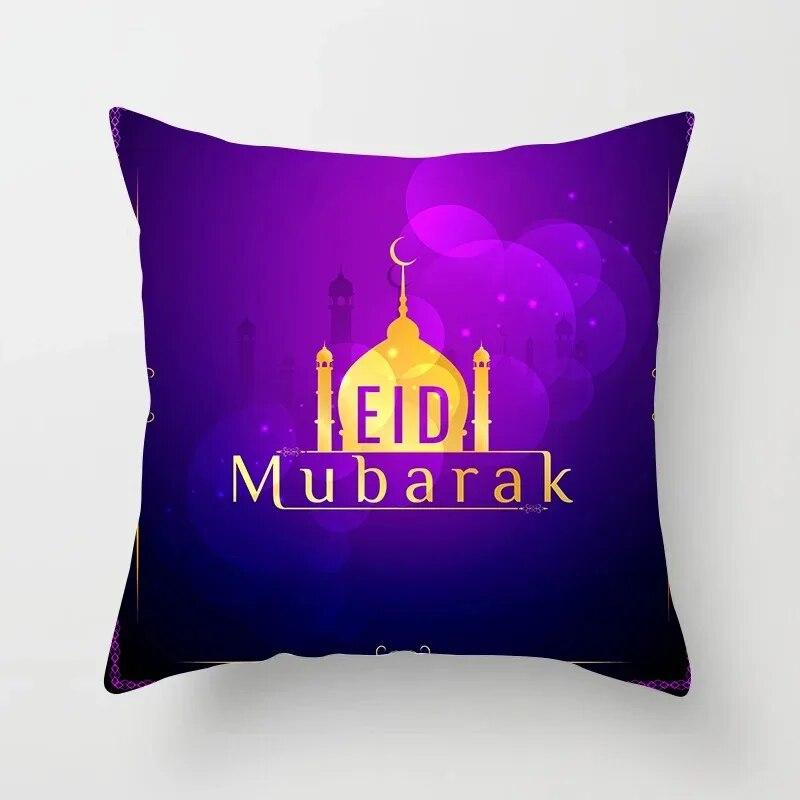 45cm*45cm Islamic Eid Mubarak Decoration Home Purple Pillowcase Ramadhan Decoration Sofa Muslim Mosque Decoration Cushion Cover