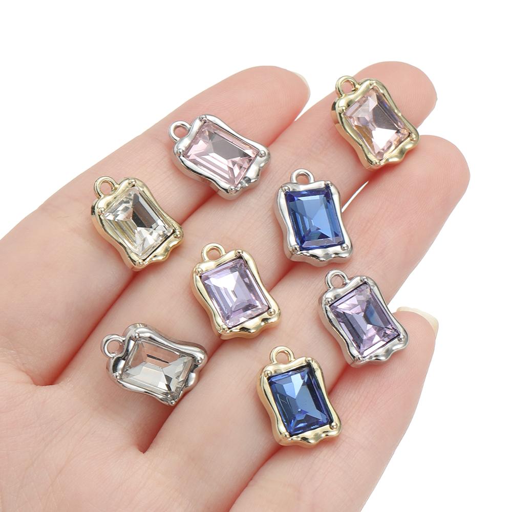 5Pcs/lot Trendy Metal Cubic Zircon Necklace Bracelet DIY Pendants Stone Jewelry Making Accessories Waterproof
