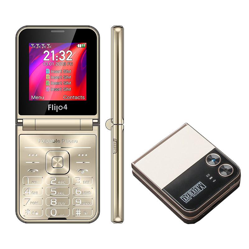 F265 Klapphandy 2,55 Zoll 1400 mAh FM-Radio Kamera Taschenlampe 4 SIM-Karte 2G Feature Phone
