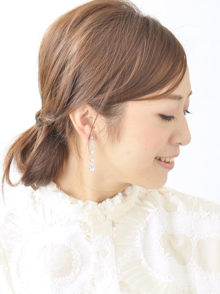 VINGTAINE 5 Cubic Zirconia Long Earrings CZ Hanging Silver [Vintaine] P2-43-E-S