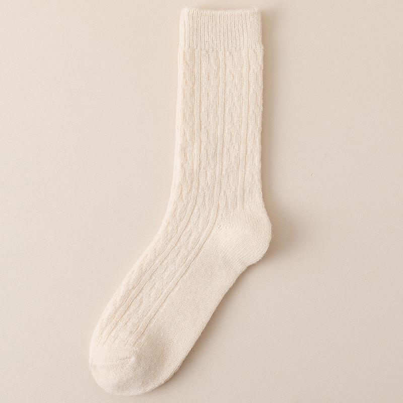 Women's Mid-Calf Slouchy Knit Socks - Imitation Wool, Japanese Style, Coffee Color, Trendy, Warm for Spring, Autumn & Winter.