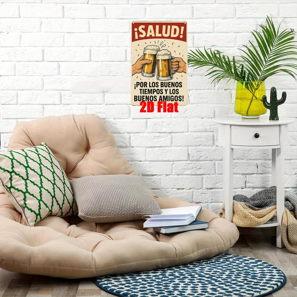 [Metal Wall Art Sign] 2D, 1pc Metal Wall Art Sign, Wall Decoration Poster, Spanish Cheers Theme Iron Mural, Suitable for Home Wi