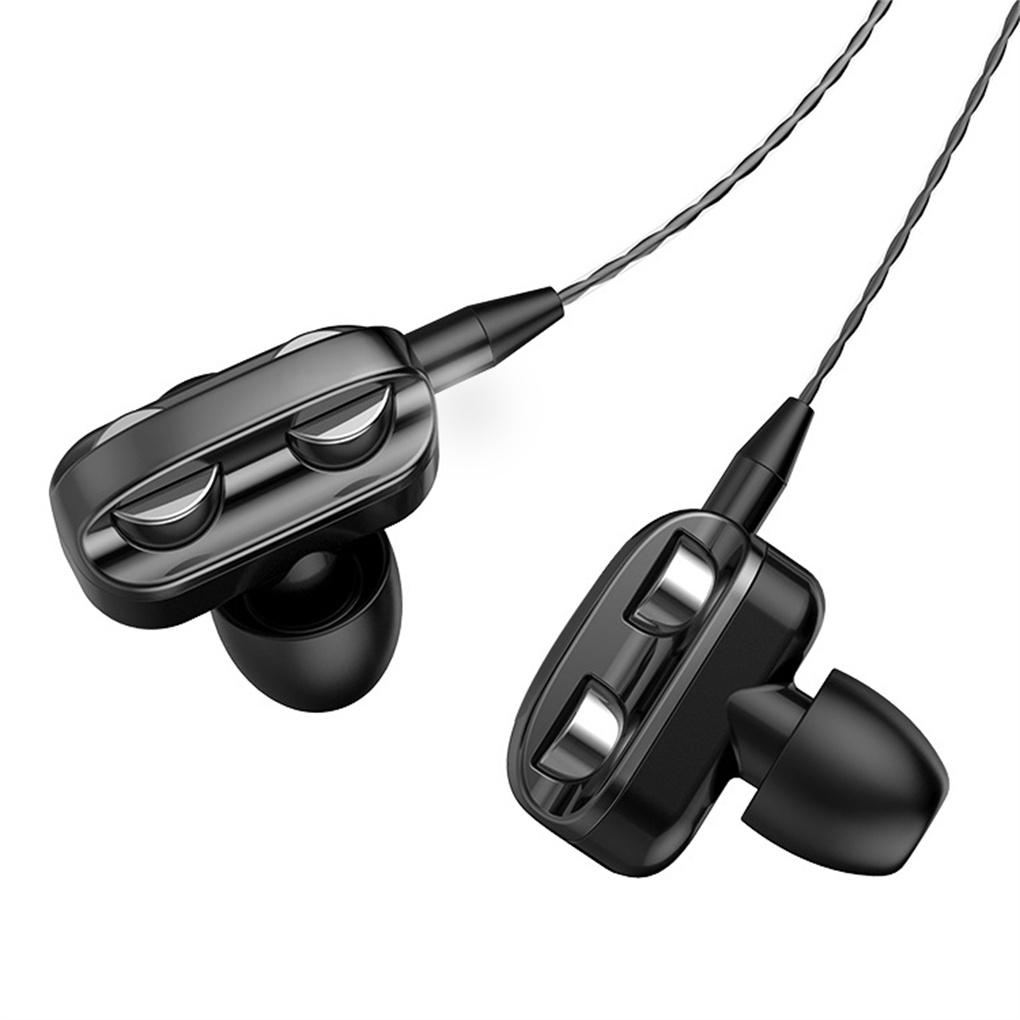 3.5mm Jack Wired Earphone with Microphone Volume Adjustable In-ear Headphone Earbuds Music Listening Headset Dual Coil Dynamic