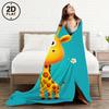 [2D Flat] 1pc Soft & Cozy Flannel Blanket Cartoon Style Giraffe Print Ideal for Gift Giving