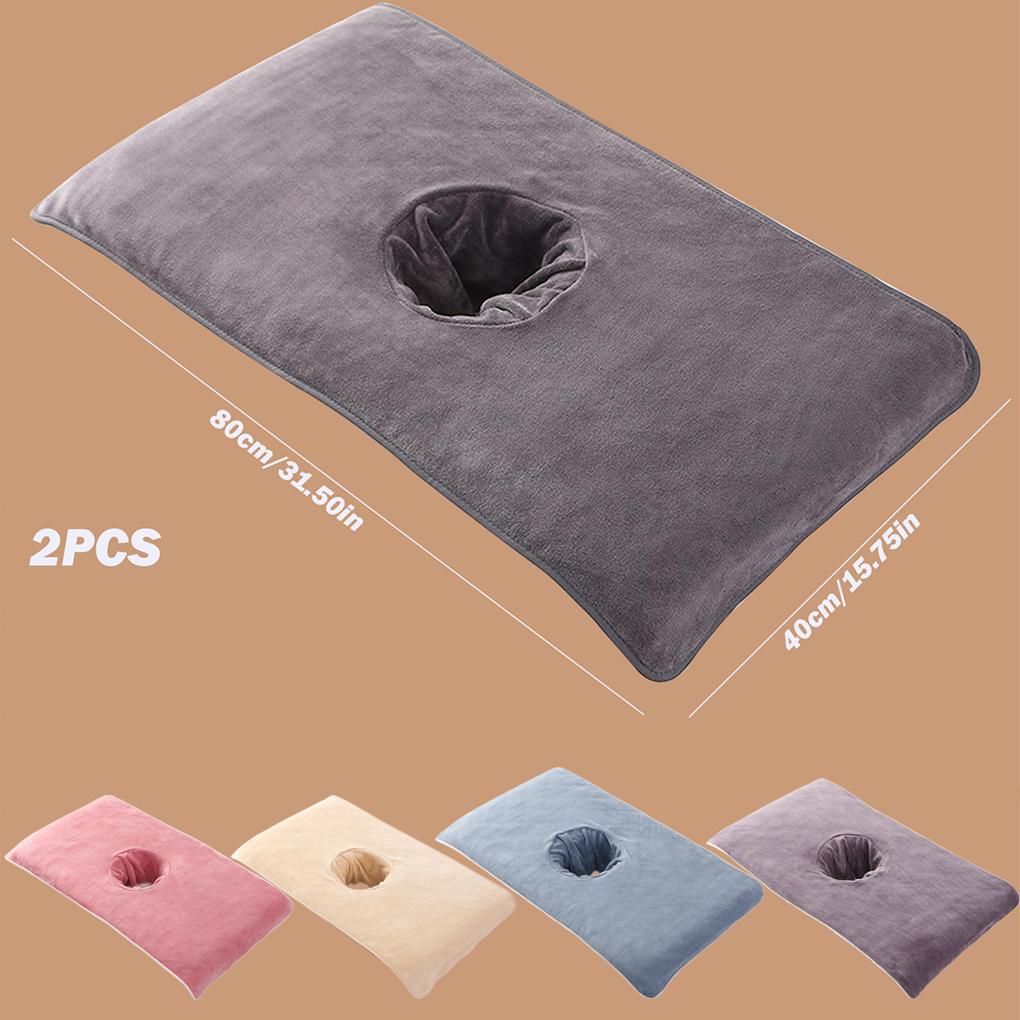 2PCS/SET 40*80cm Thickened Beauty SPA Massage Table Planking Face Towel with Hole Bed Bandana