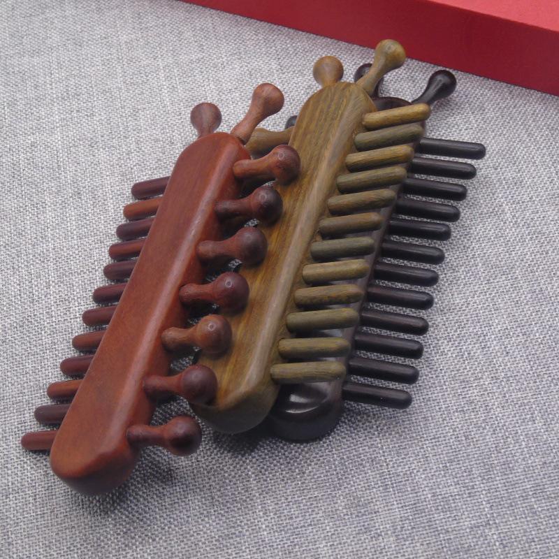 Purple & Green Sandalwood Multifunctional Scalp Massage Comb