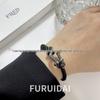 Bracelet Fred Black Warrior Boucle Fer à Cheval Diamants - Unisexe, Luxueux, Polyvalent, Design de Niche.
