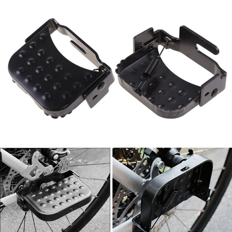 2Pcs Bike Rear Pedals, Steel Folding Bike Pegs, Non-slip Bicycle Footrests, Foot Plates Pedals for Folding Mountain Bike
