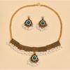 Southeast Asia Indian Ethnic Gemstone Beaded Earrings and Necklace Set