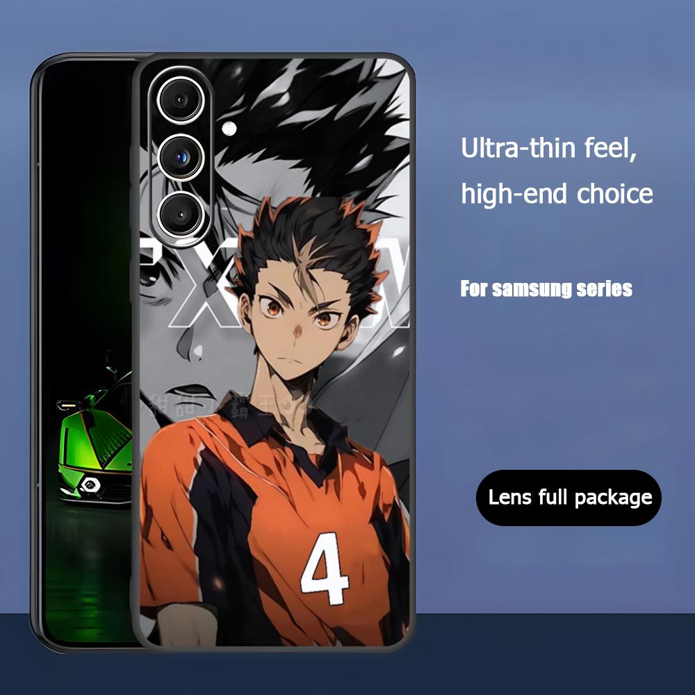 Haikyu Anime Nishinoya Yuu Phone Case For Samsung Galaxy S25 S24 S23 S22 S21 S20 Plus Ultra Note20 Soft Black