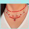 Strawberry Pearl Necklace Set With Handcrafted Faux Pearl Beads For Women Summer Fashion