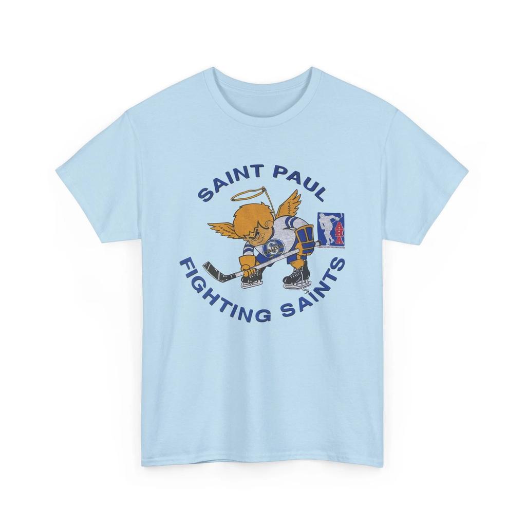 Saint Paul Fighting Saints Hockey Printed T shirt Minnesota Sports Collectible