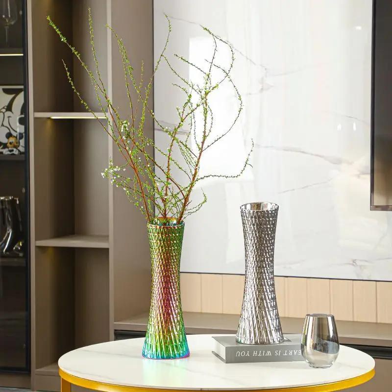 Ceramic Vase Gradual Dazzling Guangzhou Tower Porch Living Room Light Luxury Decoration Small Waist Hydroponic Flower Device New