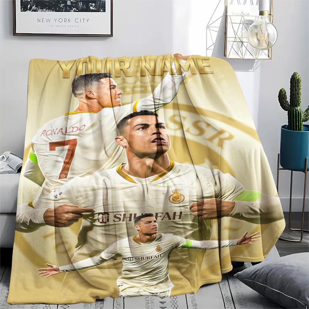1 Stück Personalisierte Decke mit Cristiano Ronaldo Muster aus Flanell, geeignet für alle Jahreszeiten, für Heimdekoration, Wärme und Komfort, Geschenke, Weihnachtsgeschenk_xia