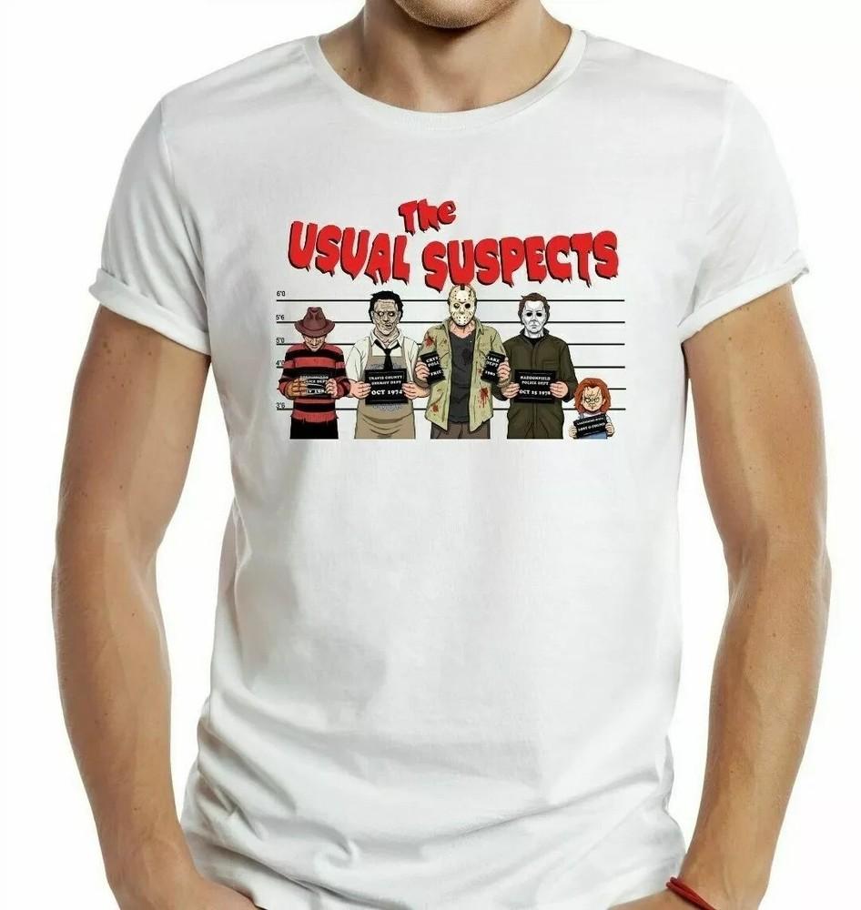 

Halloween Usual Suspects T-Shirt Retro Cool Gift Tee Parody Horror 80s UK Unisex T-Shirt S