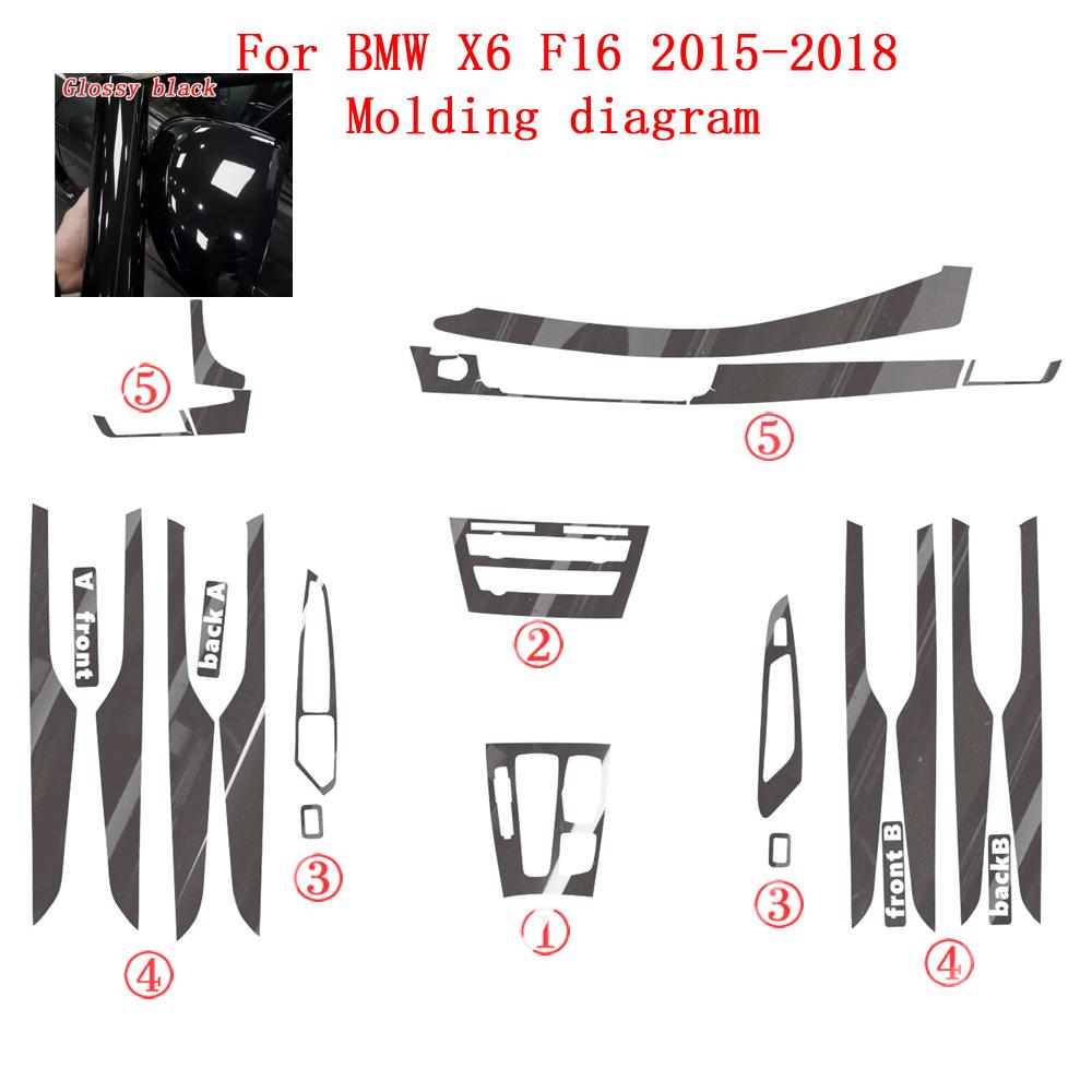 Car-Styling Carbon Fiber Car Interior Center Console Color Change Molding Sticker Decals For BMW X6 F16 2015-2018