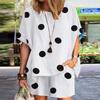 Sommer Damen Lässiges Lockeres Gepunktetes Halbsleeve T-Shirt und Shorts Zweiteiliges Set