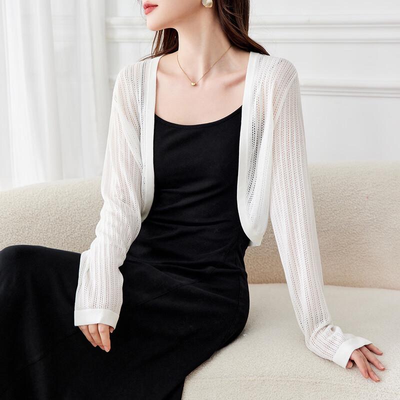 Srcr Women s Silk Blend Short Open-Knit Cardigan XL