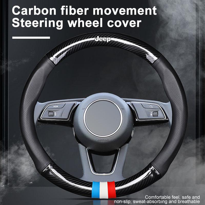 Husa Respirabilă Antiderapantă din Piele PU pentru Volan Auto Husa Volan Pentru Jeep Renegade Valve Anvelope Capace Aer Wrangler Grand Cherokee Compass Patriot