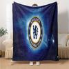 Chelsea Football Club Crest Flannel Blanket, Soft Polyester, Modern Design, All-Season for Camping, Travel, Gifts for holidays or birthdays