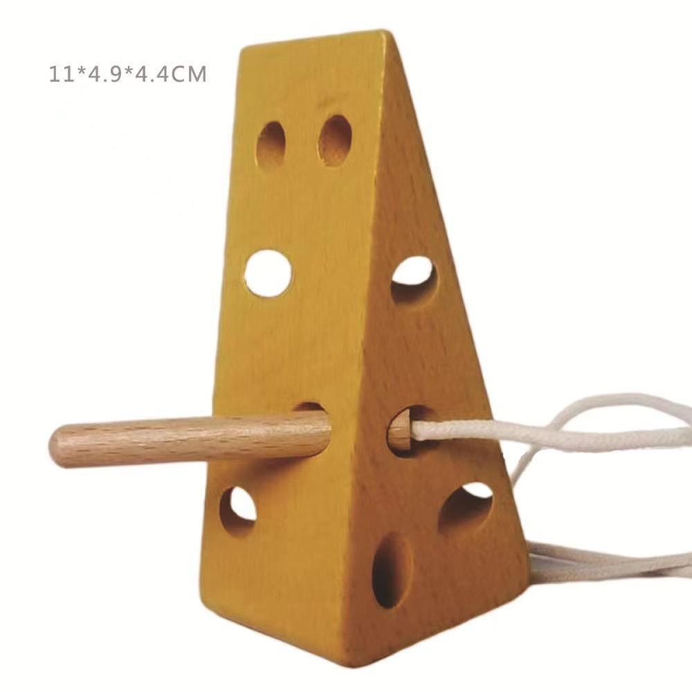 Wooden Caterpillar Apple Lacing Toy: Early Education Game for Children