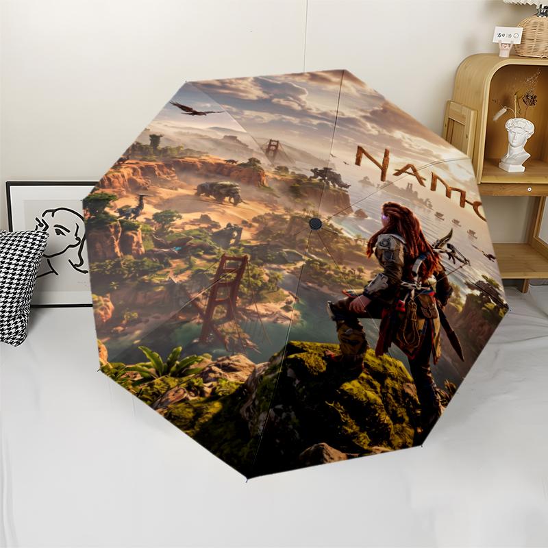 Custom Name Horizon Theme Automatic Umbrella, Lightweight & Portable, 8 Rib, Perfect for Outdoor Travel, Birthdays, Christmas, Gifts.