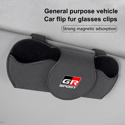 Car Logo Glasses Case Sun Visor Sunglasses Card Organizer Box For GR Sport Gazoo Racing RAV4 C-HR Mirai Copen Corolla TRD