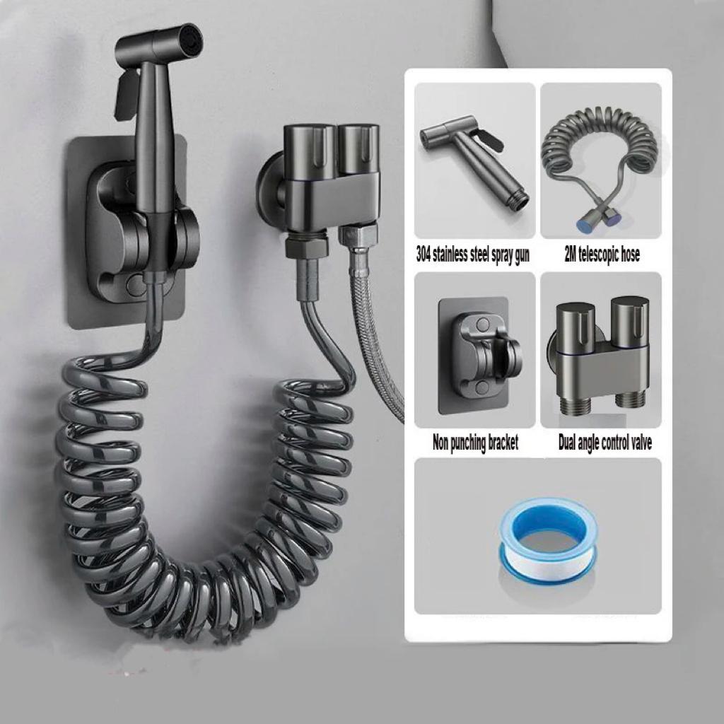 Handbrause für Toilette, Bidet, Wasserhahn, Sprayer, Edelstahl, Badezimmer-Bidet, Sprayer-Set, Handbrause, Duschkopf, selbstreinigend, ohne Schlag