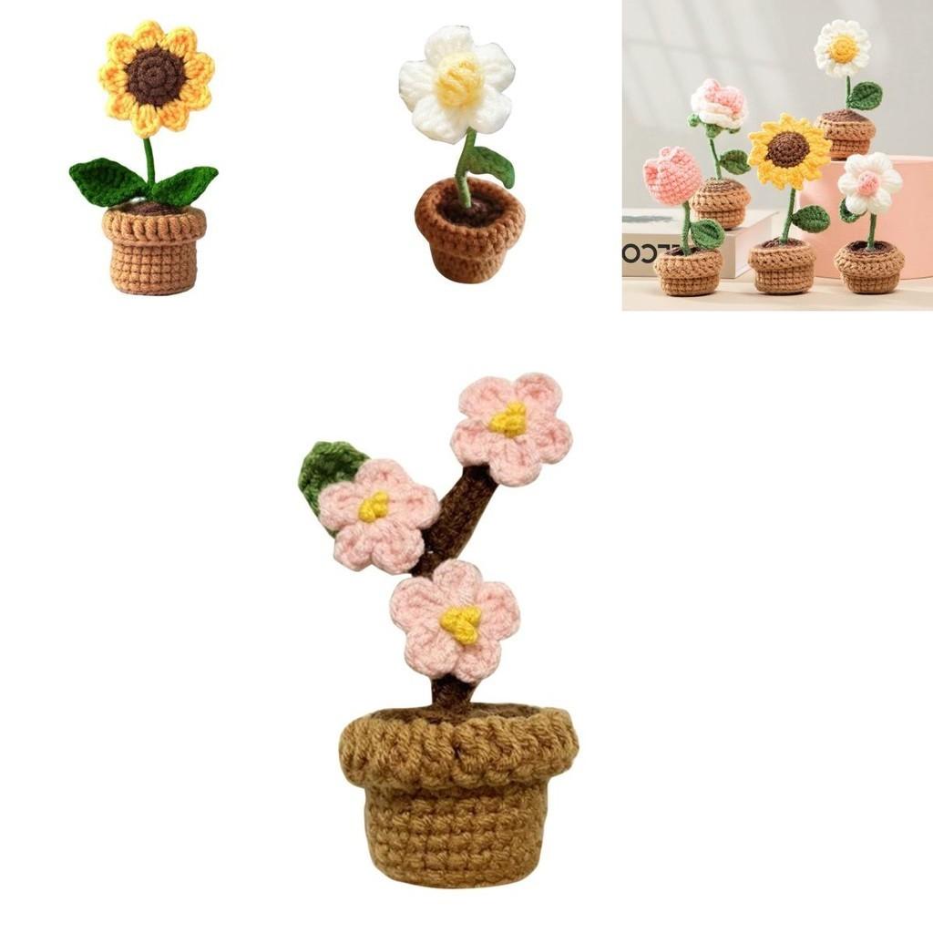 Topfpflanze Handgemacht Gehäkelt Künstliche Strickblume Heimdeko DIY