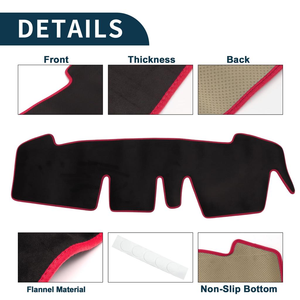 TUCKBOLD Dashboard Mat for Honda Car Dashboard Protective Interior Sun Flannel Black with Red Set N-ONE JG3/JG4, Cover, Mat, Accessories, Protection,