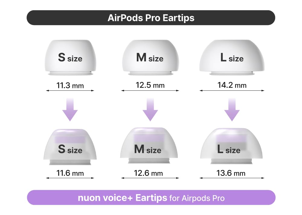 LEPIC Nuon for AirPods Pro Spatial Sound Earpieces L Size LPC-NV-APP-L Voice+ (2 Pairs) [ ]
