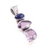 Natural Pink Amethyst,Kyanite 925 Solid Sterling Silver Gift Pendant 1.50" V7k13