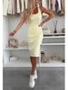 Summer Solid Color Two-Piece Set: Spaghetti Strap Dress with Cardigan