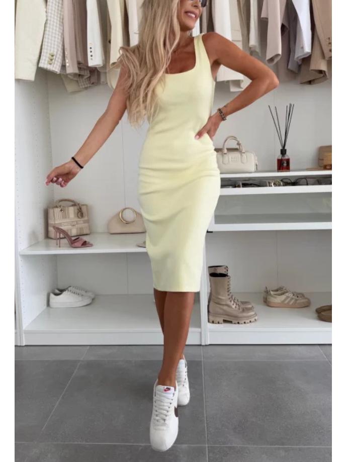 Summer Solid Color Two-Piece Set: Spaghetti Strap Dress with Cardigan