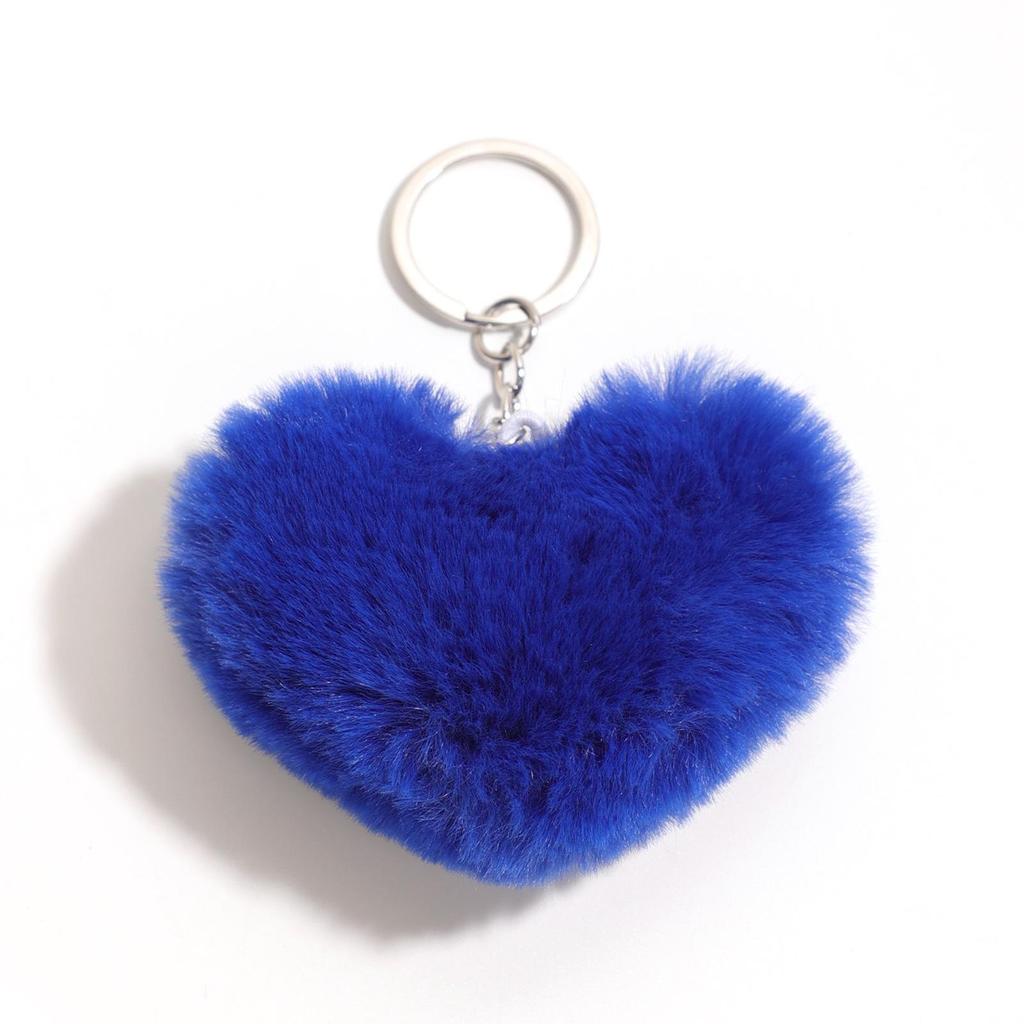Duolingo Faux Rex Rabbit Fur Heart Keychain: Cute Pendant for Bags & Cars