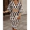 Abiti casual con scollo a V a maniche lunghe autunno inverno moda donna