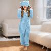 Children's Fashion Solid Colour Autumn/Winter Plush Hooded Onesie Loungewear Pyjamas With Eye Mask