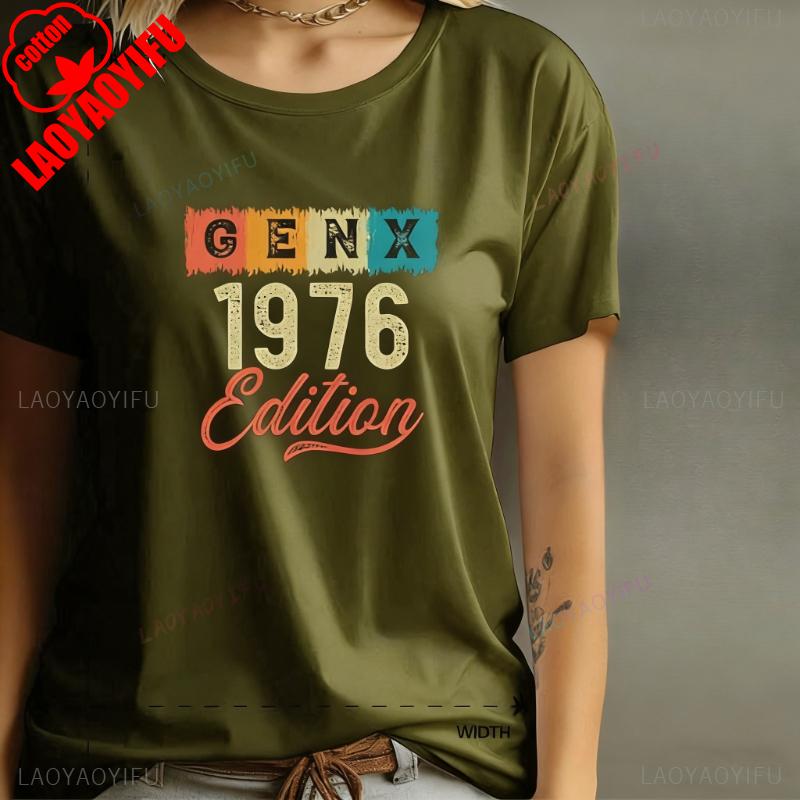 Nostalgia Gen X 1976 Year Edition Graphic Tee Shirt High Quality Cotton Vintage Classic Fashion Streetwear Crewneck Shortsleev