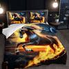 3pcs Fiery Horse Bedding Duvet Cover Set Horse Bedding Quilt Set Luxury Horse Themed Bed Quilt Set Flaming Horse Bedroom Decor
