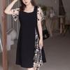 Summer Stylish Gauze Patchwork Dresses Asymmetrical Women's Clothing Elegant Square Collar Vintage Broken Flowers Midi Dress New