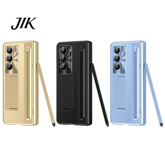 Pen Tray Stylus Phone Case for Samsung Z Fold 6 PC Shell with Slot Mobile Hinge Guard Cover Spring Protection & Integrated Kickstand Full-Body