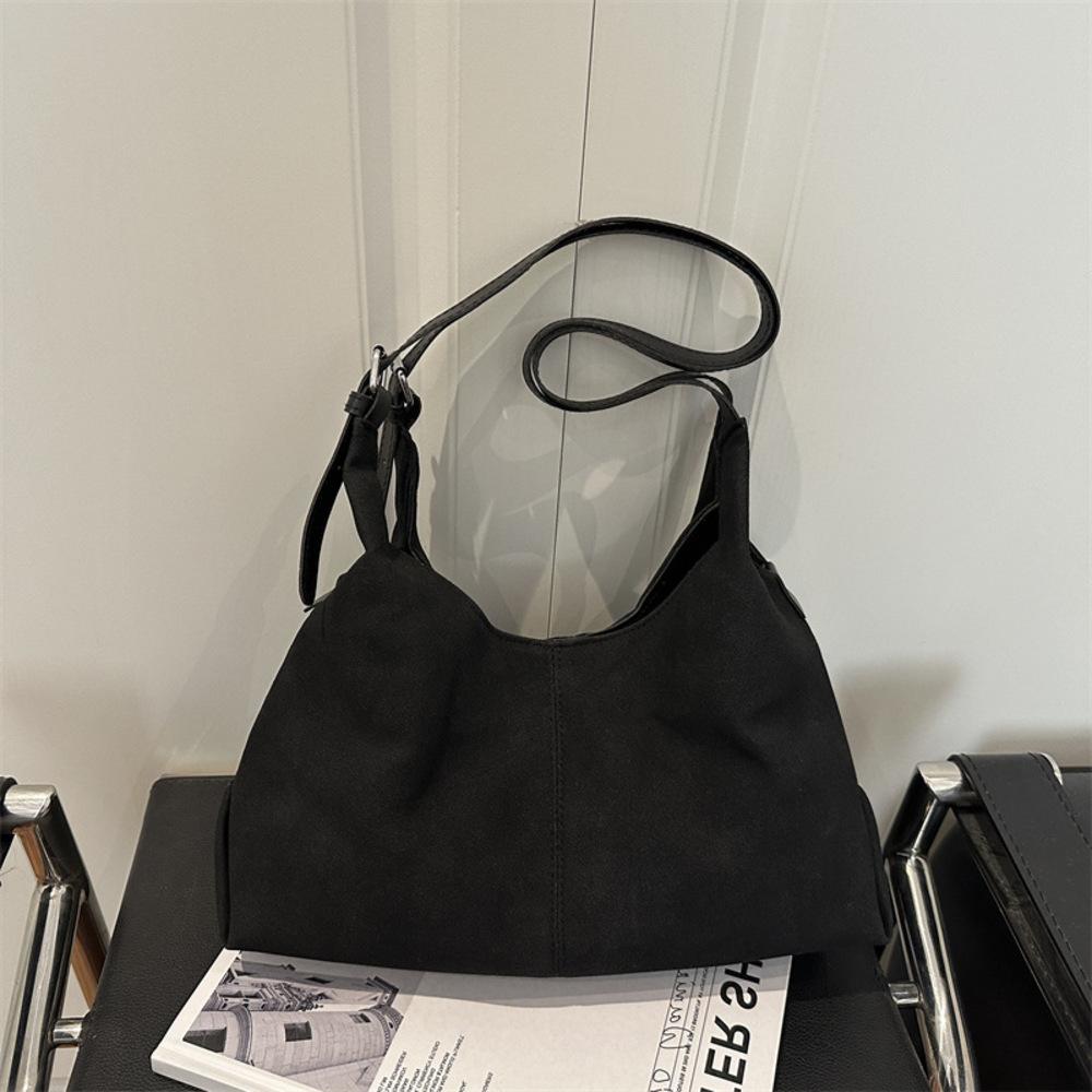 Große Kapazität Vintage Wildleder Textur Schultertasche mit oberem Griff für Damen Herbst Winter Einfach Vielseitig Pendler Handtasche