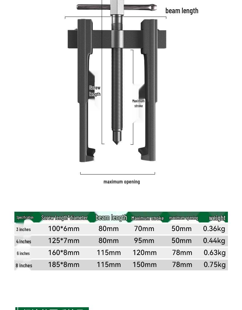 Multifunctional Two-Jaw Bearing Puller and Remover Tool