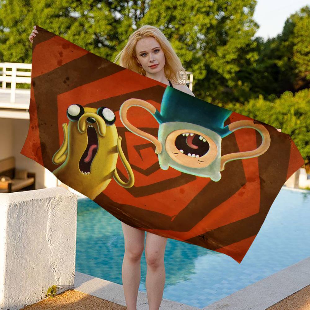 A-Adventure Time Microfiber Blanket Quick Drying Beach Towels Oversized Printing Super Absorbent Pool Towel Blanket