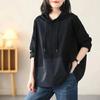 DIMANAF 2022 Autumn Hoodies Sweatshirts Pullovers Patchwork Tops Women Oversize Loose Casual Blue Purple Solid Cotton