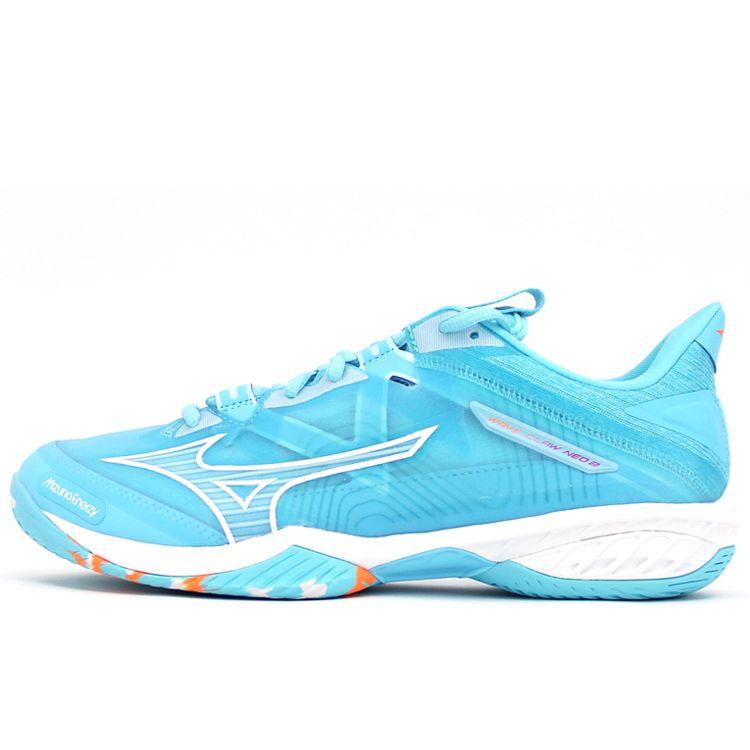 Mizuno Wave Claw Neo 2 Unisex Low Top Badminton Shoes Blue Bright Orange 71GA227011 38.5