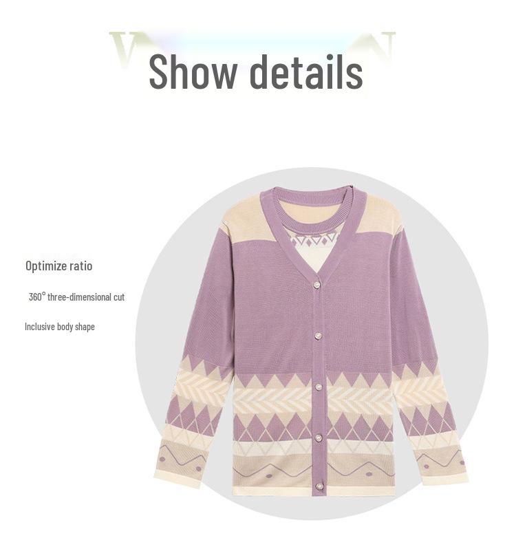 Mom's Spring Knit Cardigan & Summer T-Shirt 2-Piece Set: Stylish Short-Sleeved Top for Middle-Aged & Elderly Women