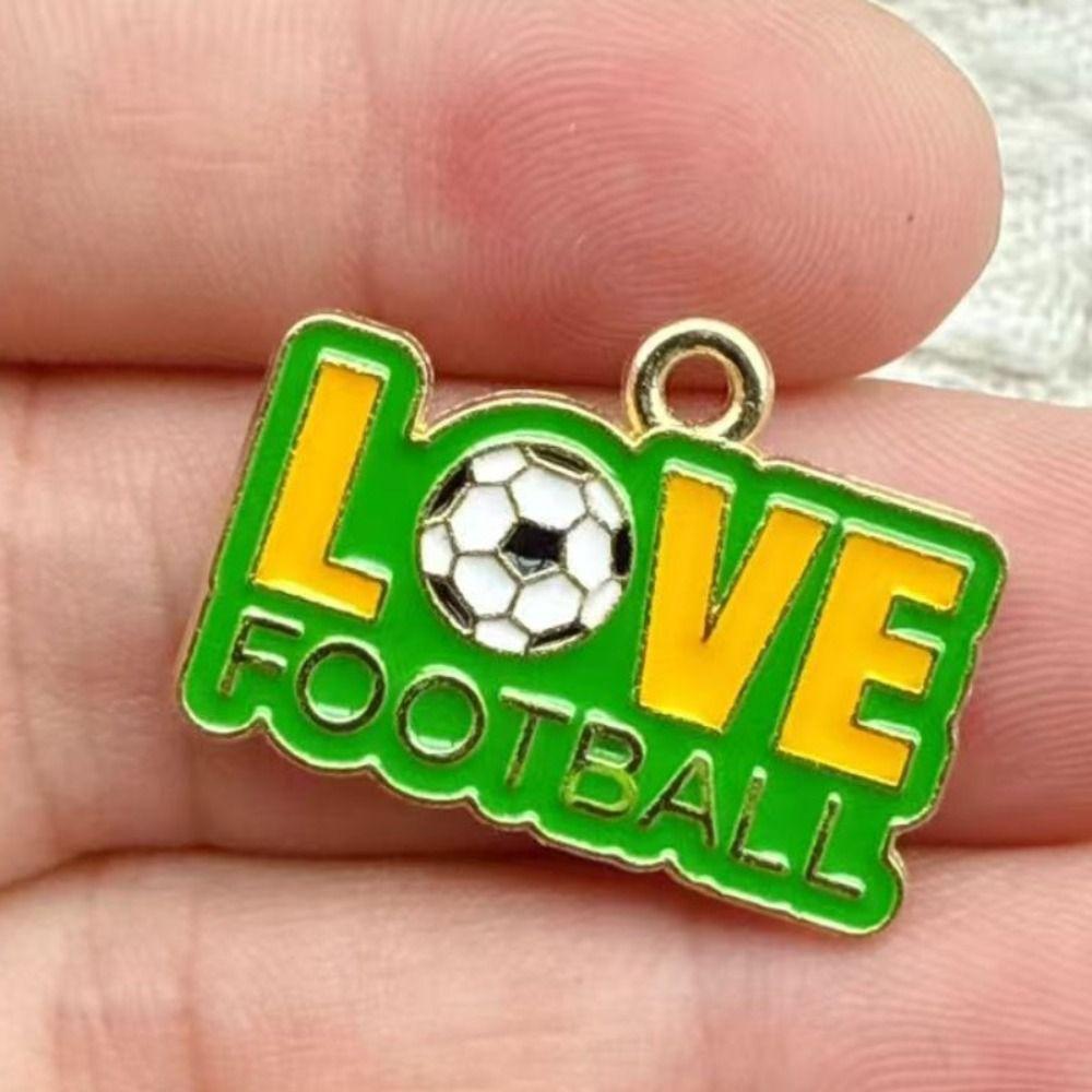 Enamel Design Football Series Pendant Green Color DIY Earrings Charms Necklace Making