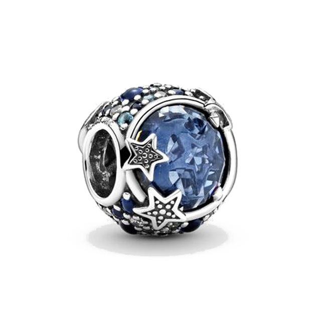New 2024 925 Sterling Silver Plated Blue Pave Series Star Owl Butterfly Moon Pendant Diy Jewelry Bead Fit European Bracelet